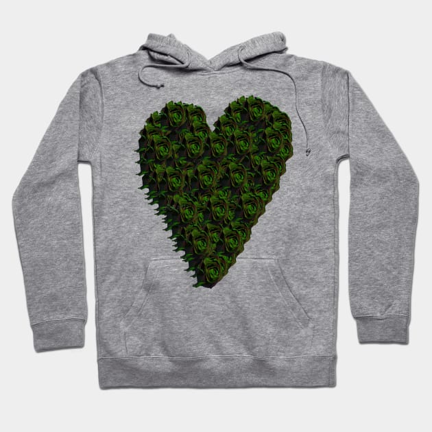 Green Rose Heart Hoodie by Not Meow Designs 